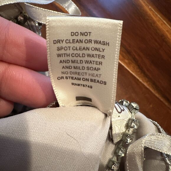 Arden B Vintage Glitter Dress L Large Gold Silver Ruffles Rhinestone Straps - Picture 15 of 16